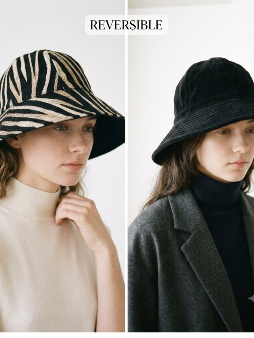Unbranded Hat Zebra Black Gold Metallic Velvet Reversible Bucket Wide Brim